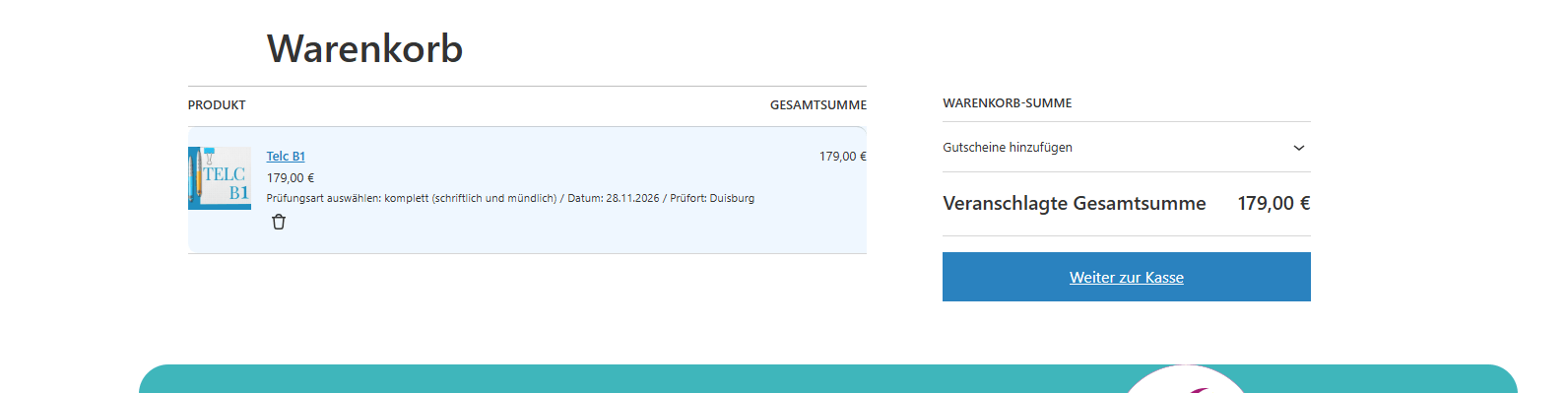 Warenkorb Übersicht